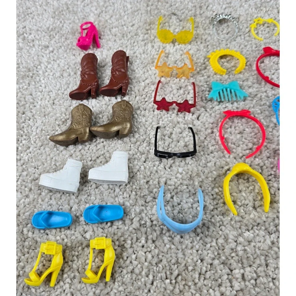 Barbie Doll Accessories Multicolor Shoes Headbands Sunglasses jewelry Lot